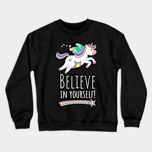 Unicorn In Flight With Inspirational Message Crewneck Sweatshirt